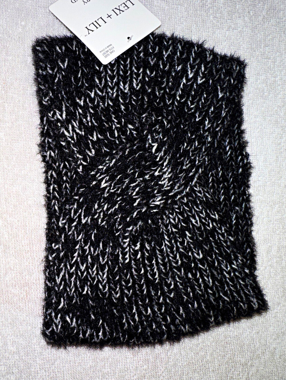Lexi + Lily Women's Knit Twist Headband Ear Warmer Black/White Stretch